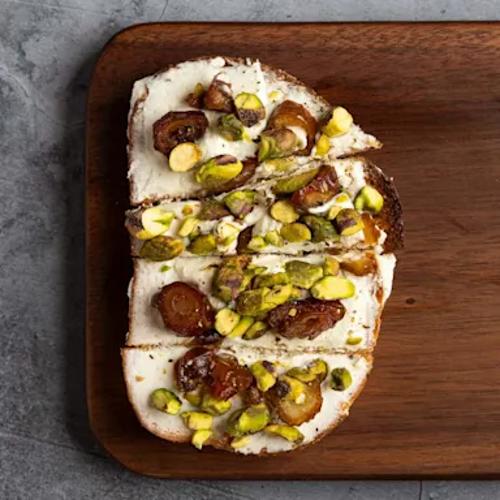 Ricotta With Dates & Pistachios Bruschetta